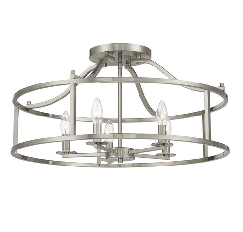 5-Light Semi-Flush Mount Ceiling Light Drum Shade