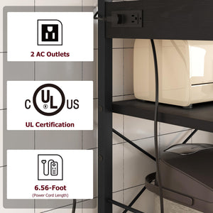 5-Tier Baker's Rack with Wire Basket & Built-In Power Outlets