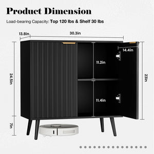 Fluted Buffet Cabinet with Doors & Shelves
