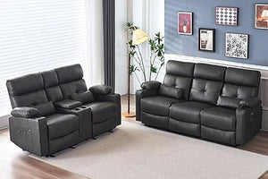 Power Reclining Sofa & Loveseat Set with Massage