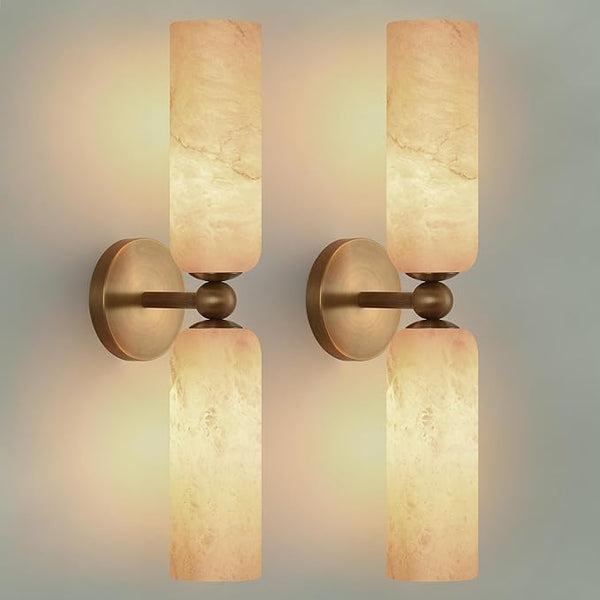 Alabaster Wall Sconce – Brass Hardwired Wall Light