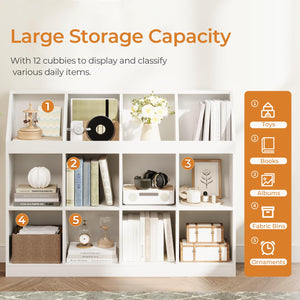 12-Cube Wooden Storage Bookcase