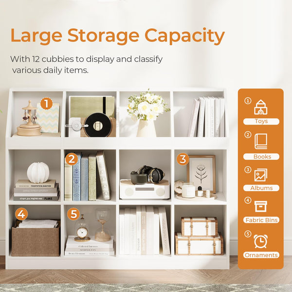 12-Cube Wooden Storage Bookcase