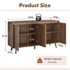 55" Mid-Century Modern Sideboard Buffet Cabinet with Storage
