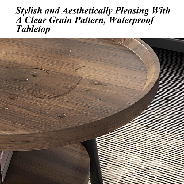 Oval Coffee Table, Two-Tier, Walnut, 47"