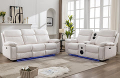 Power Reclining Sofa Set with LED & Speakers