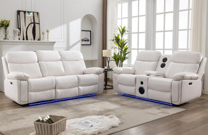 Power Reclining Sofa Set with LED & Speakers