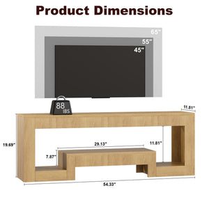 54" Wood TV Stand with LED Lights for 65 Inch TVs