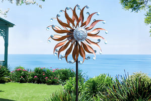 Large Outdoor Metal Wind Spinner with Stake 84 Inch