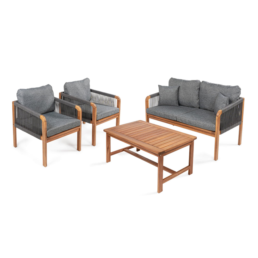 4-Piece Outdoor Patio Conversation Set with Cushions