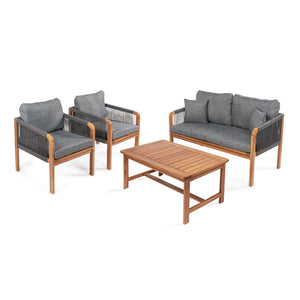 4-Piece Outdoor Patio Conversation Set with Cushions
