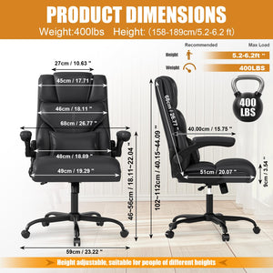 Ergonomic Mid-Back Office Chair with Flip-Up Armrests & Reclining Function