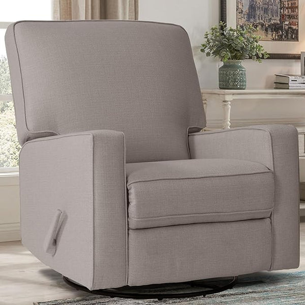 Swivel Glider Rocker Recliner Chair – High Back, Deep Seat, Linen Fabric