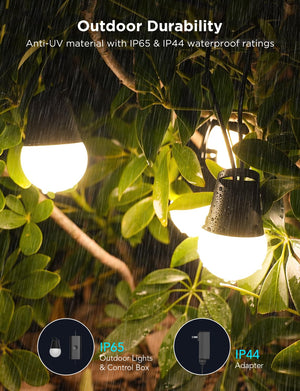 Smart Outdoor String Lights RGBICW LED Bulbs – App & Voice Control