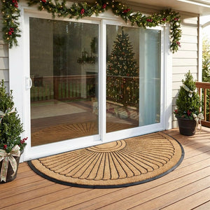 Sunburst Half Round Coco Coir Doormat – Non-Slip Rubber Backing, Multiple Sizes