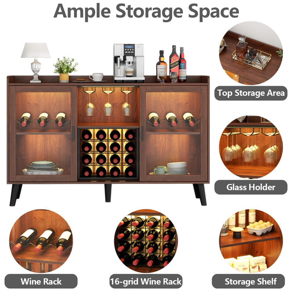 Wine Bar Cabinet with LED Light