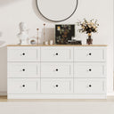 9 Drawer Dresser 59" Wide – Chest of Drawers with Metal Handles
