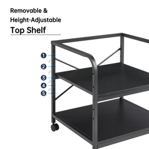 2-Tier Under Desk Printer Stand with Rolling Wheels