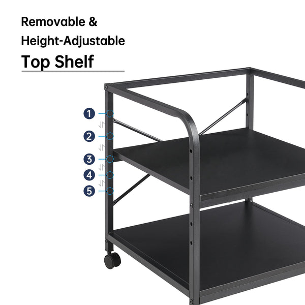 2-Tier Under Desk Printer Stand with Rolling Wheels