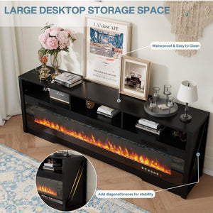 65" Fireplace TV Stand with 60" Crystal Electric Fireplace Insert
