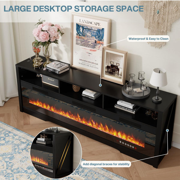 65" Fireplace TV Stand with 60" Crystal Electric Fireplace Insert