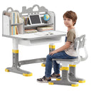 Height Adjustable Kids Desk & Chair Set – Ergonomic, Storage Drawer & Bookshelf, Ages 3–12