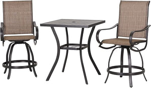 Outdoor Swivel Counter Height Bar Stools with Sling Fabric
