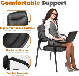 Leather Reception Chair with Padded Arms – No Wheels