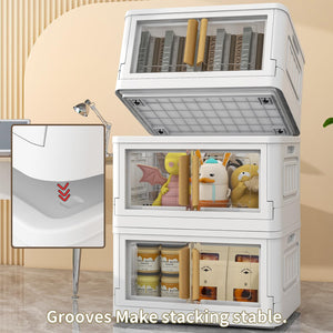 Collapsible Storage Bins with Lids & Wheels – 92Qt Foldable Stackable Bins