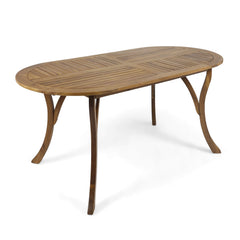 Oval Acacia Wood Outdoor Dining Table – Teak