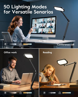 LED Desk Lamp – Eye-Care Clip-On Light with Adjustable Arm & Dimmer