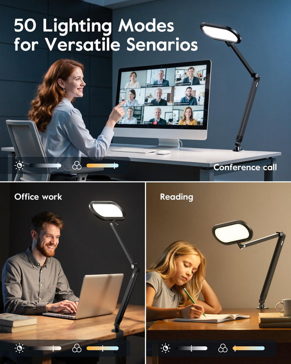 LED Desk Lamp – Eye-Care Clip-On Light with Adjustable Arm & Dimmer