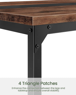 Rectangle Dining Table for 6 – Rustic Brown & Black