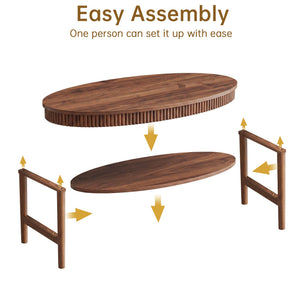 Oval Coffee Table with 2-Tier Storage Shelf