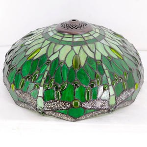 Tiffany Style Stained Glass Table Lamp – Green Dragonfly, 16x16x24 Inch