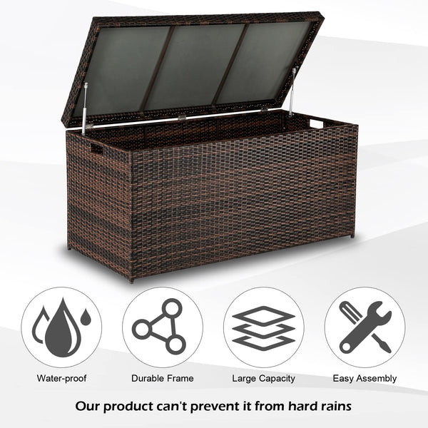 132-Gallon Wicker Outdoor Storage Box