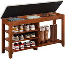 Entryway Shoe Bench with Flip-Top Storage, Cushion & Adjustable Shelves