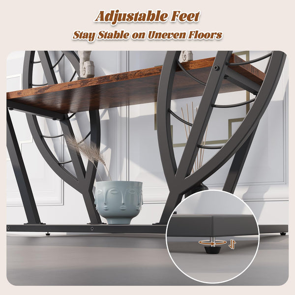 3-Tier Leaf Console Table with Metal Frame