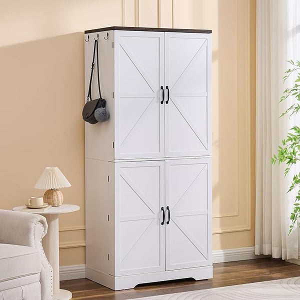 Armoire Wardrobe Closet with Hanging Rod, Shelves & Drawer