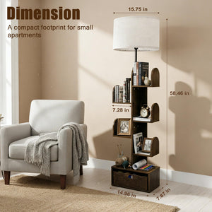 5-Tier Cactus Bookshelf Floor Lamp with Dimmable Lighting