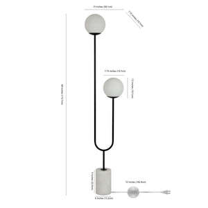 2-Light Globe Floor Lamp with Marble Base