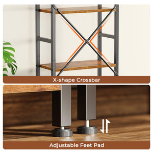 Industrial Ladder Bookshelf with Adjustable Shelves