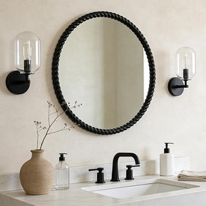 30" Round Rope-Frame Wall Mirror