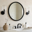 30" Round Wall Mirror with Rope Frame – Black