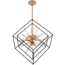 9-Light Modern Geometric Chandelier – Black & Cool Brass