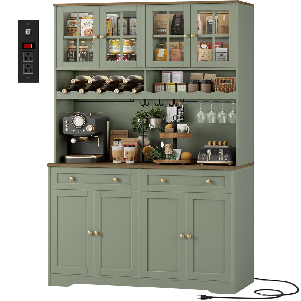 Tall Kitchen Pantry Cabinet with Charging Station