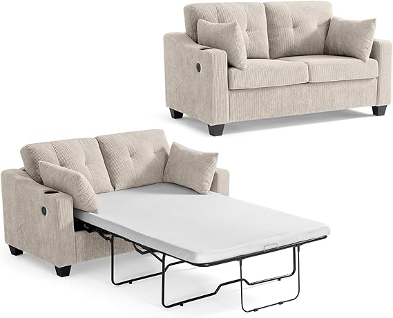 Corduroy Pull-Out Sleeper Sofa Bed