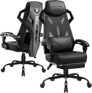Gaming Chair with Mesh Back, Footrest & Lumbar Support