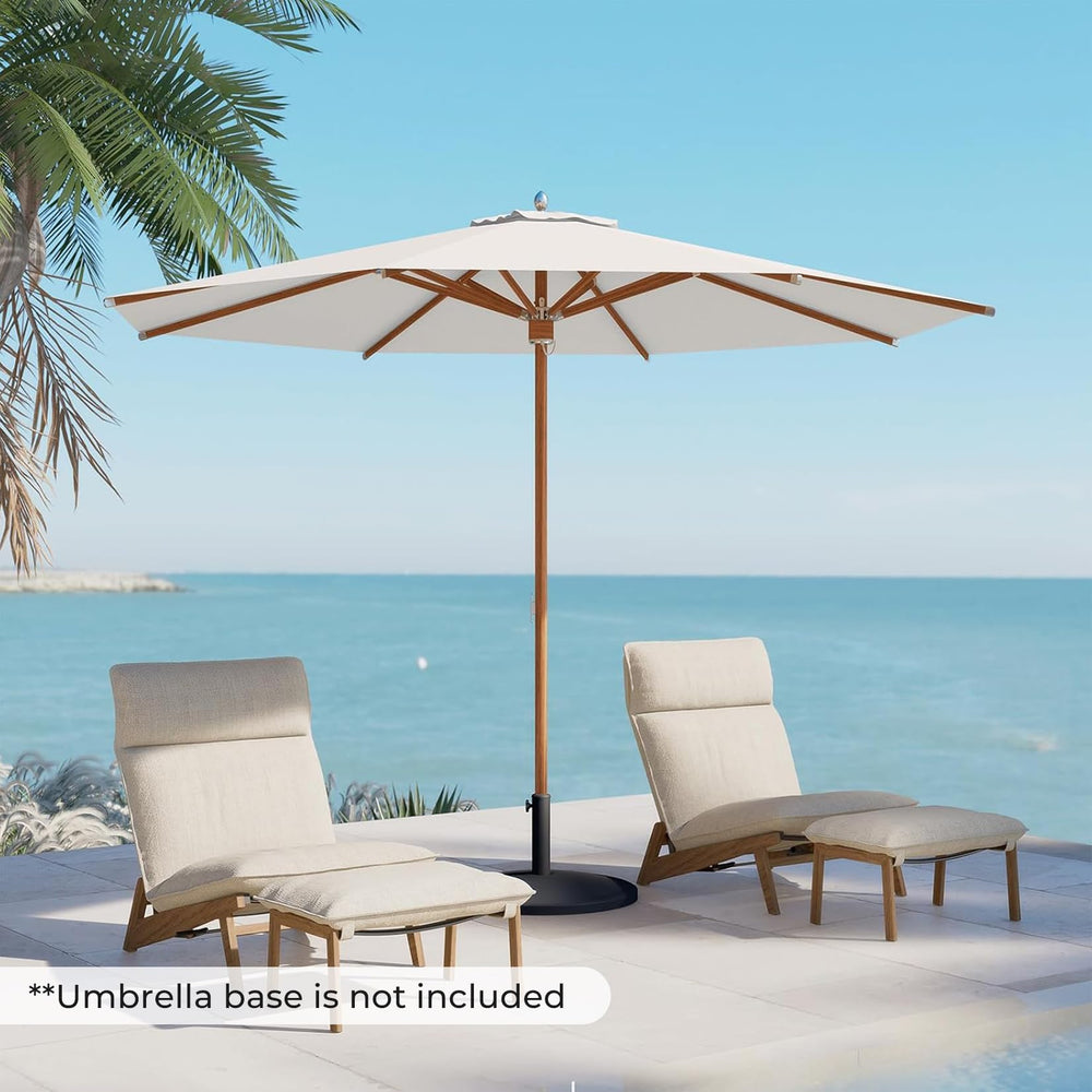 11 FT Round Patio Umbrella with Aluminum Ribs & Pulley Lift