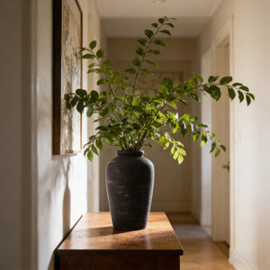 Black Ceramic Vase – Tall Rustic Farmhouse Decor